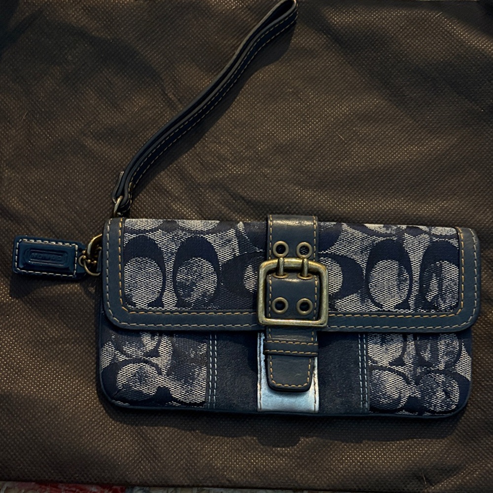 Y2K COACH denim tie dye wristlet